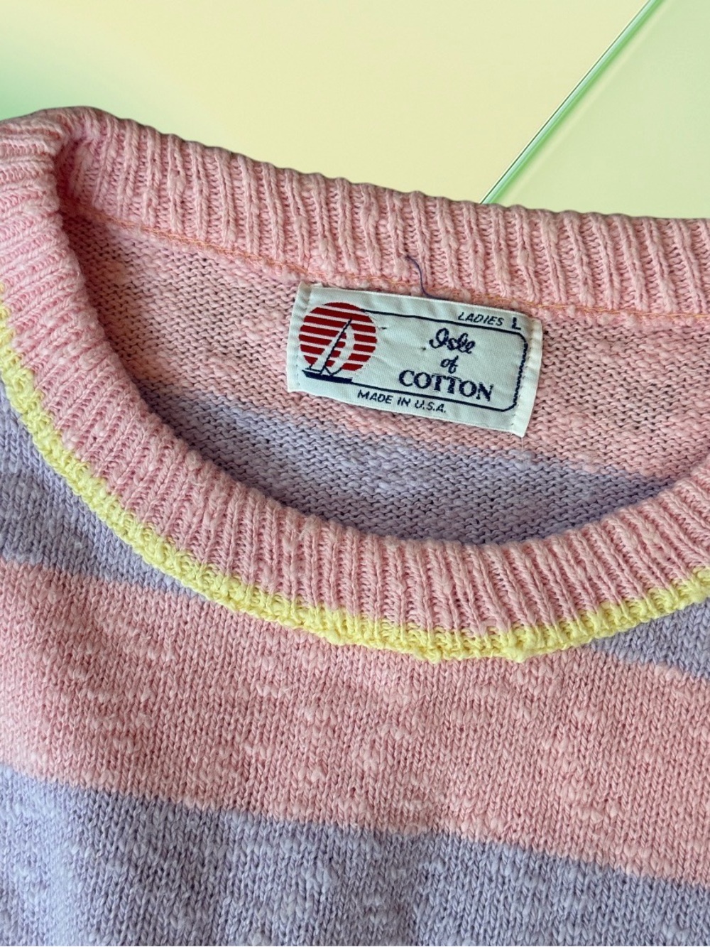 Women's Pastel Stripe Cotton Sweater - Pink